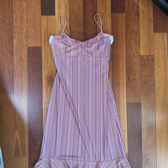 lori m Dresses & Skirts - Lori M. | Vintage pink stripe ruffle dress size 10 medium
